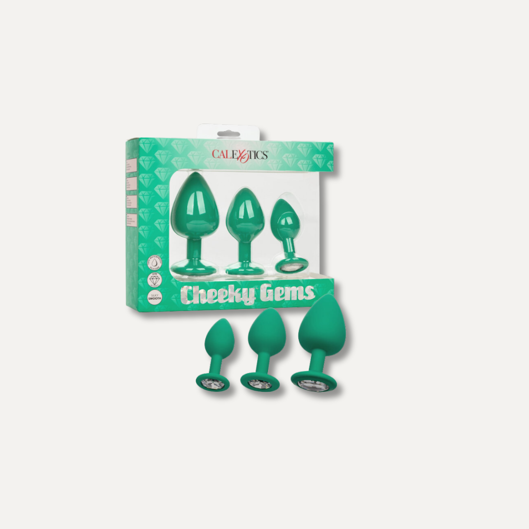 Gem Butt Plugs in Green, pack of 3 in different sizes